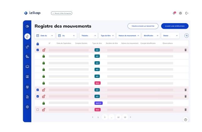 registre des mouvements de titres secrétariat juridique en ligne