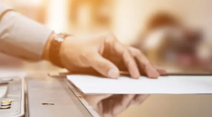 Personne réalisant une numérisation de documents professionnels