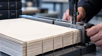 Professionnel Xelians réalisant une reliure sur un livre